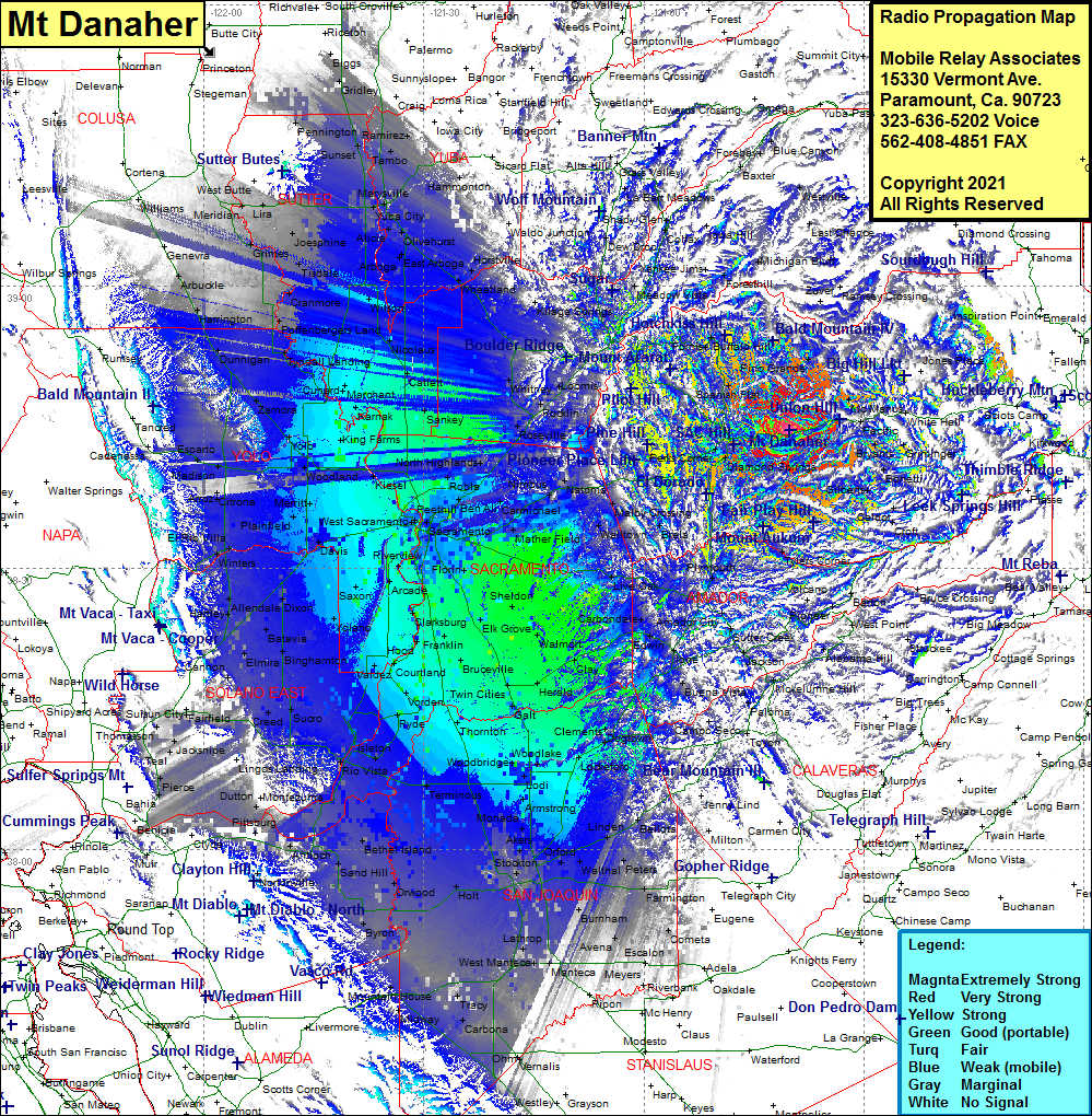 heat map radio coverage Mt Danaher